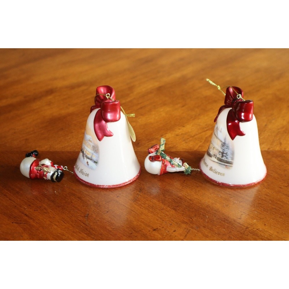Thomas Kinkade Ringing in Holiday Christmas Bell Ornaments With Snowmen LOT#3 - Picture 10 of 13